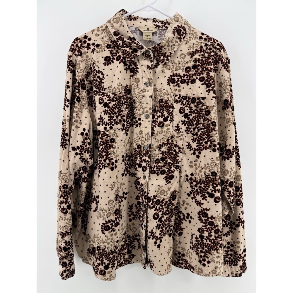 Woolrich Deep Ecru Women's XXL Floral‎ Cotton Button Up